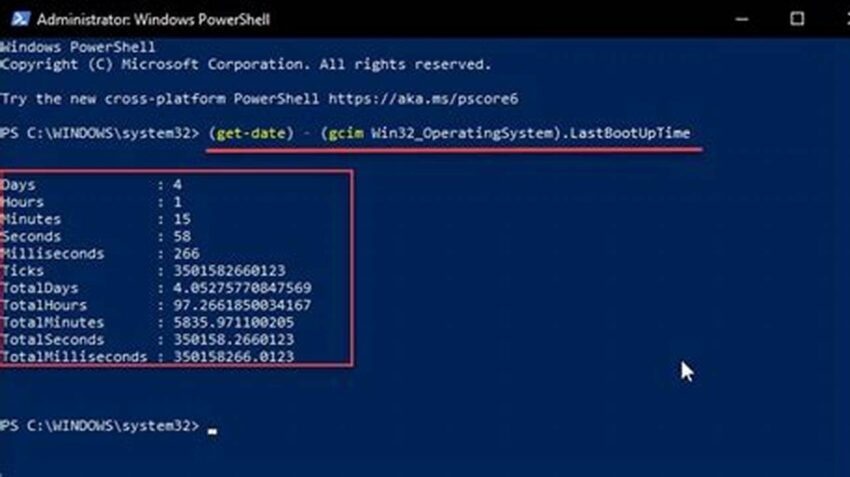 Check Windows Uptime, Easy Command,Line Methods